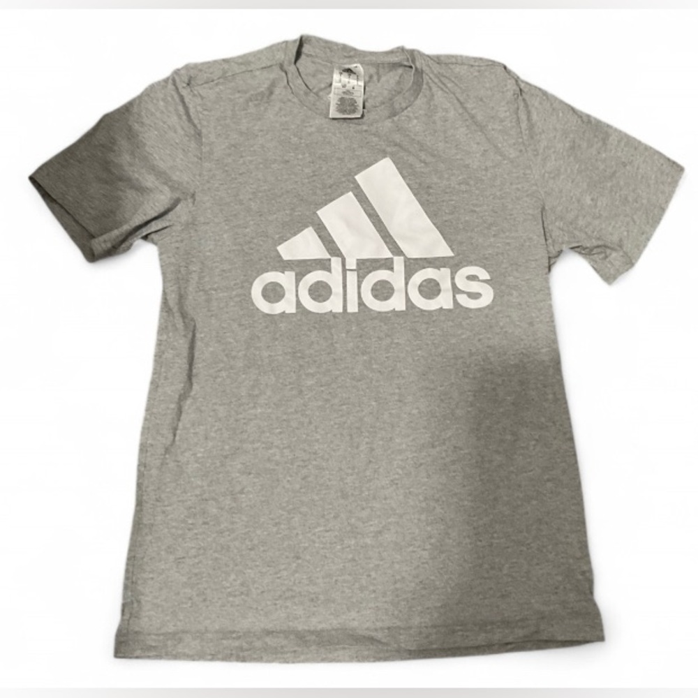 Adidas Essentials Men's Gray Big Logo Short Sleeve  T-Shirt Men’s Size S